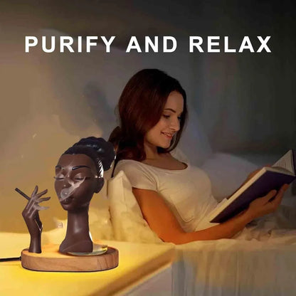 Black Woman Head Incense Female Head Airflow Incense Burner Decorative Art Airflow Incense Stand Statue For Aromatherapy