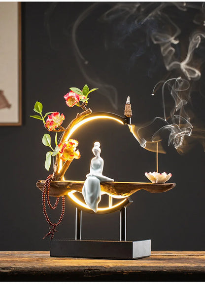 Style Backflow Incense Burner LED Light USB Circle Ceramic ... - 100ml