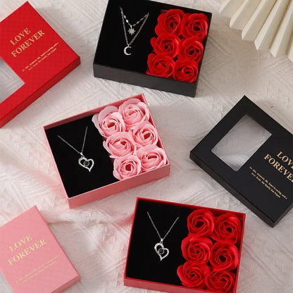 Valentine's Day Jewelry Gift Packaging Box 6 Rose Pendants Ring Bra...