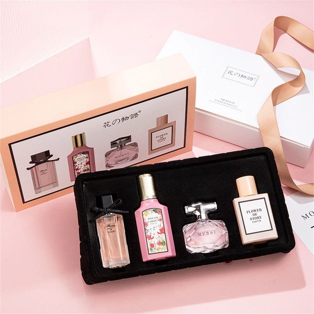 Feminine Charm Perfume Women Gift Box Four Piece Set Plant Floral Scent Pheromone Lasting Fragrance