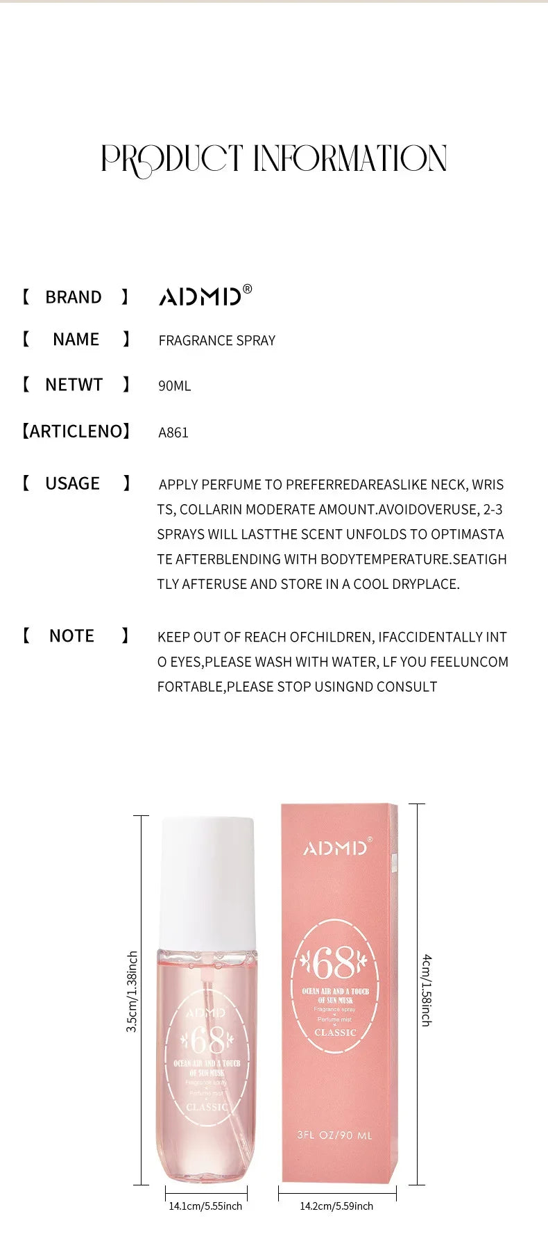 90ml Brazilian Perfume Hair Body Fragrance Mist Fruit Flavor Long Duration Deodorants for Men Women Body Spray Eau De Parfum