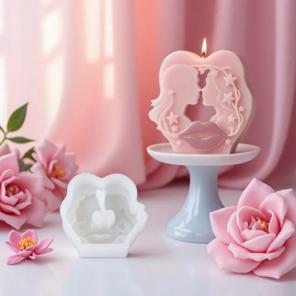 DIY Rose Love Aromatherapy Candle 3D Couple Mold