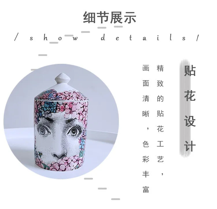 Creative Face Aromatherapy Candle Jar Ceramic Jewelry Storage Jar B... - 100ml