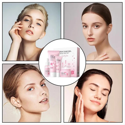 3/4Pcs/Set Sakura Skin Care With Cleanser Toner Eye Cream Facial Cream Sunscreen Beauty Products For Women Travel Skin Care Kit