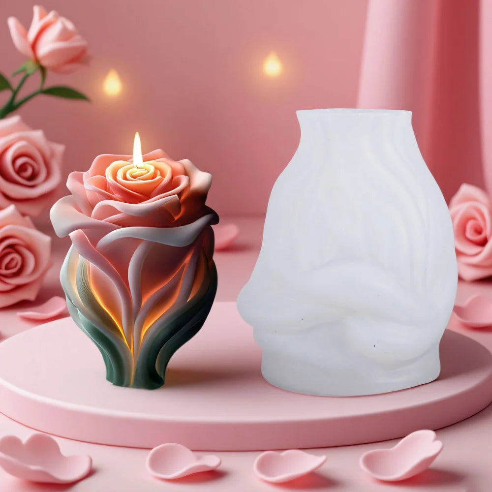 DIY Rose Love Aromatherapy Candle 3D Couple Mold