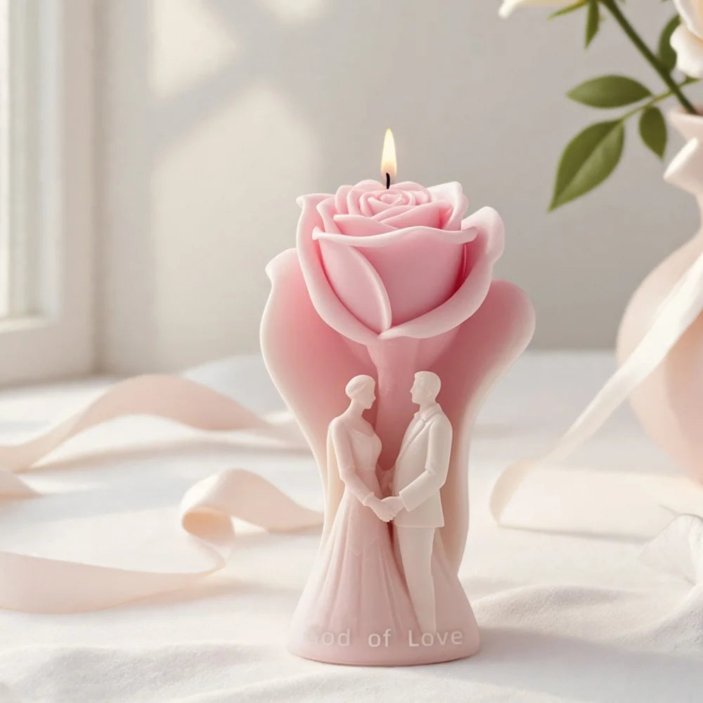 DIY Rose Love Aromatherapy Candle 3D Couple Mold