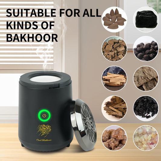 Portable Mini Aromatherapy Incense Burner, USB Car Charcoal Burner for Arabic OUD BUKHOOR, Durable Metal Construction, No Fragrance Empty Bottle