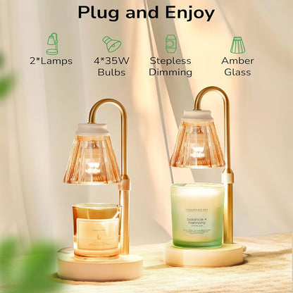 Fragrance Candle Warmer Lamp 2-Pack Adjustable with Dimmer