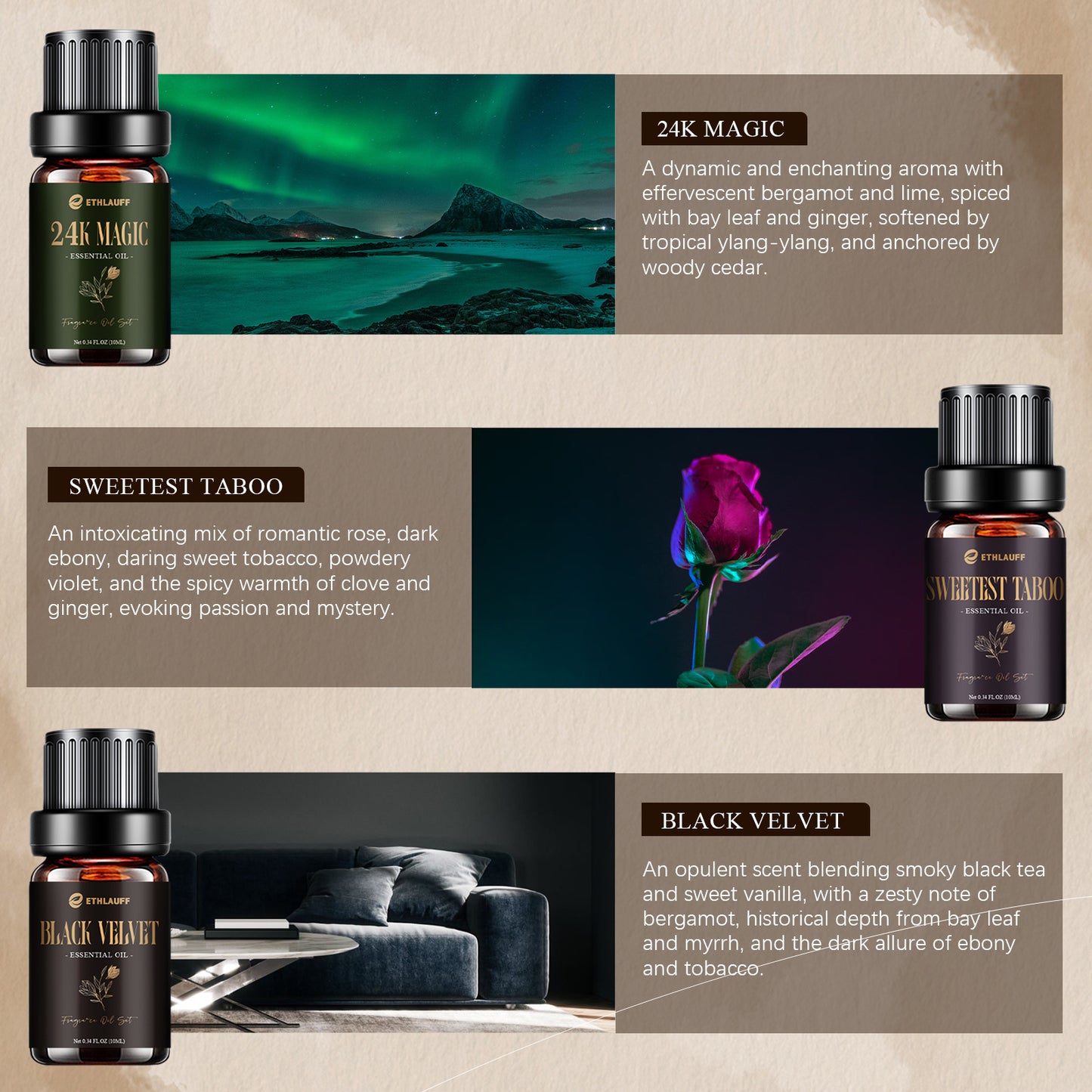 Mens Essential Oils Set, Men Scents Fragrance Oil, Essential Oils f... - 10ml